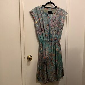 Cynthia Rowley green multicolor printed silk dress